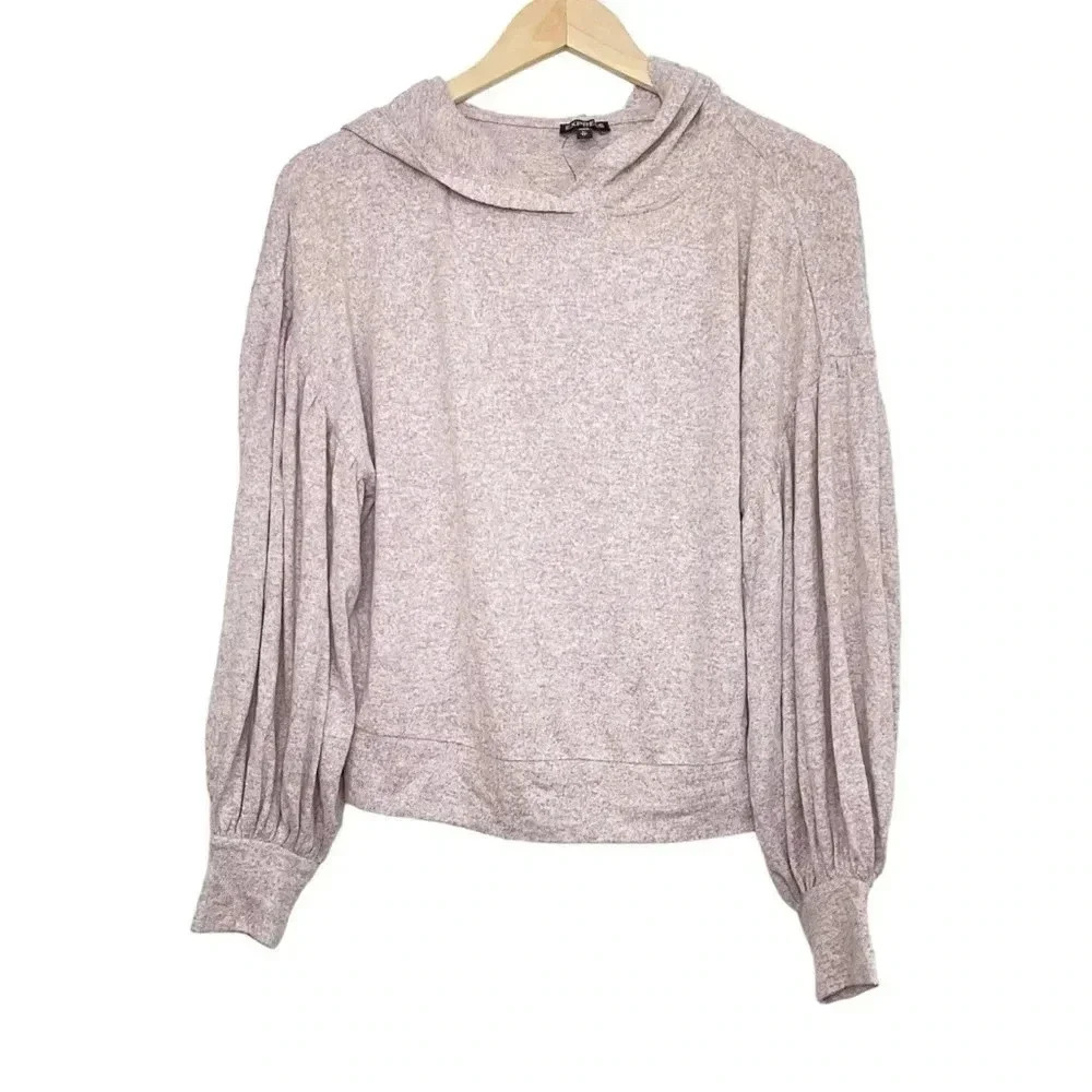 Express Pink Balloon Sleeve Hooded Sweatshirt XS Lightweight